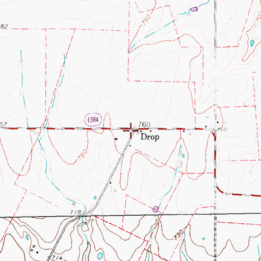 Topographic Map of Drop, TX