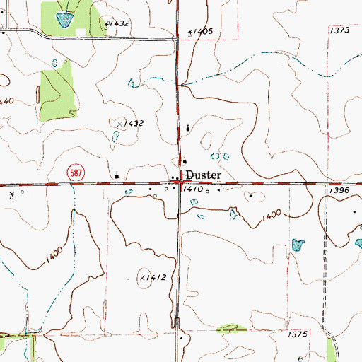 Topographic Map of Duster, TX
