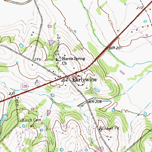 Topographic Map of Earlywine, TX