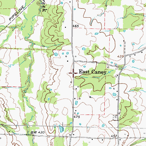 Topographic Map of East Caney, TX