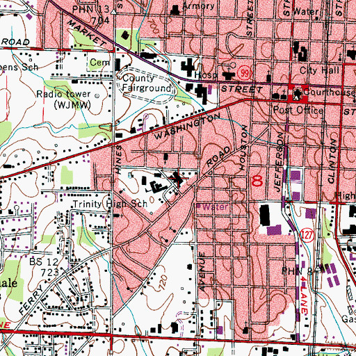 Topographic Map of Dan Miller School (historical), AL