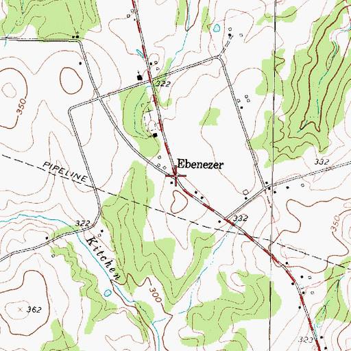 Topographic Map of Ebenezer, TX