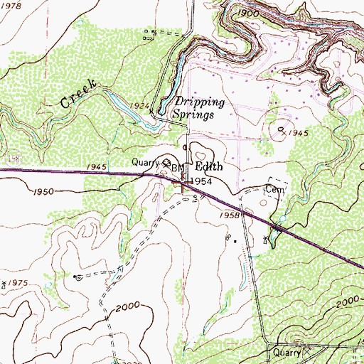 Topographic Map of Edith, TX