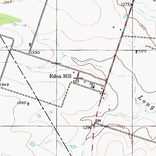 Topographic Map of Edna Hill, TX