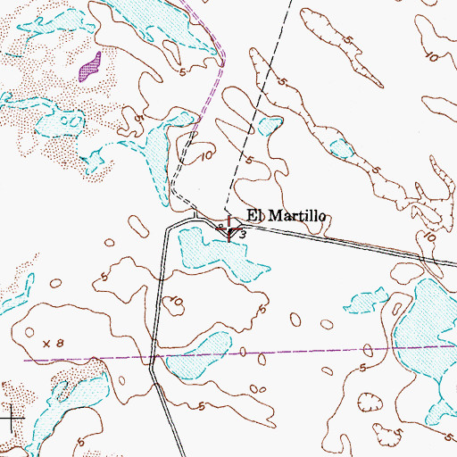 Topographic Map of El Martillo, TX