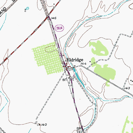 Topographic Map of Eldridge, TX
