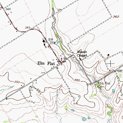 Topographic Map of Elm Flat, TX