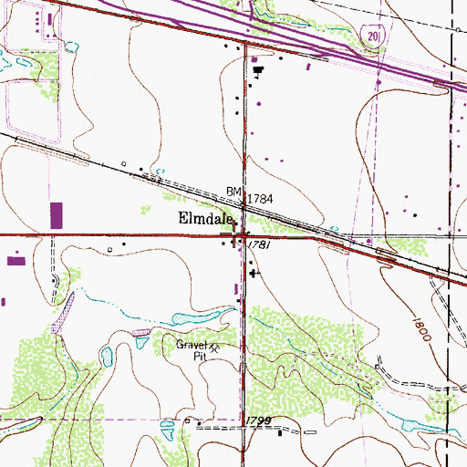 Topographic Map of Elmdale, TX