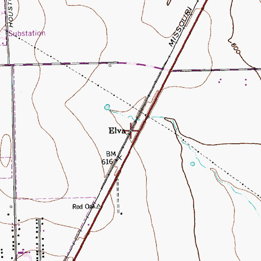 Topographic Map of Elva, TX