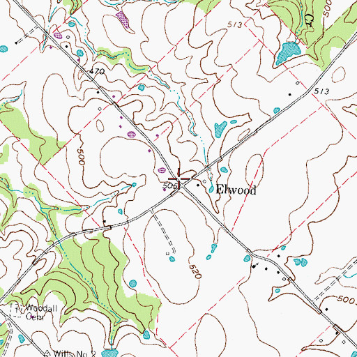 Topographic Map of Elwood, TX
