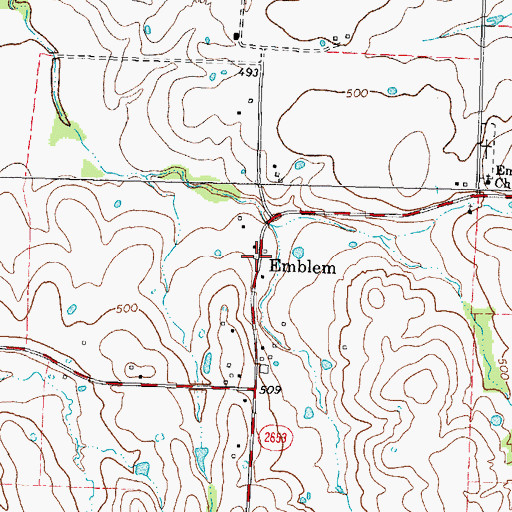 Topographic Map of Emblem, TX