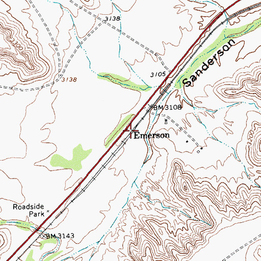 Topographic Map of Emerson, TX
