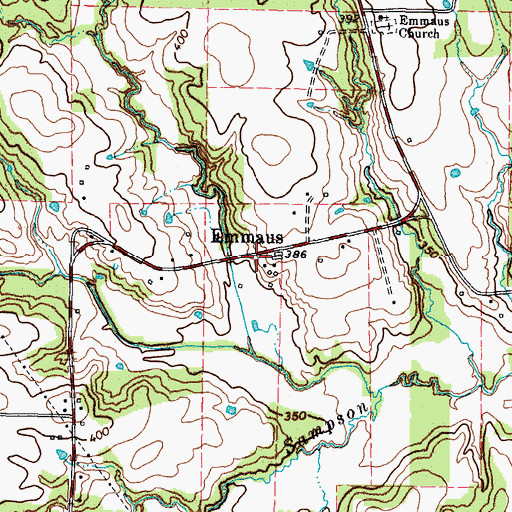 Topographic Map of Emmaus, TX