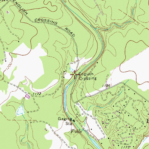 Topographic Map of English Crossing, TX