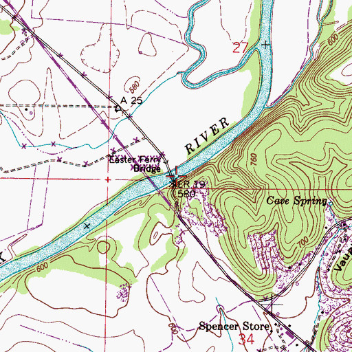 Topographic Map of Easter Ferry Bridge (historical), AL