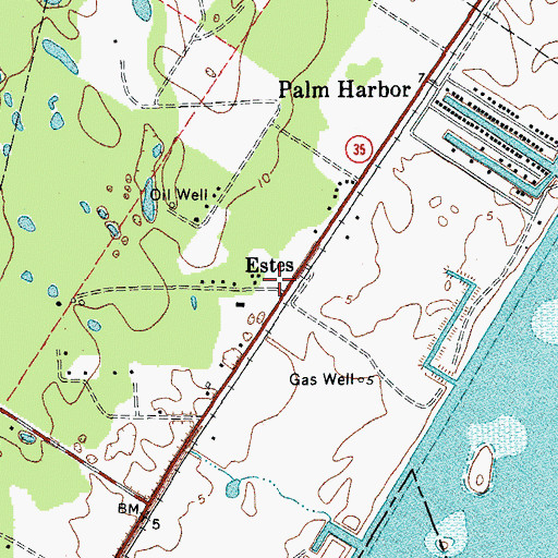 Topographic Map of Estes, TX
