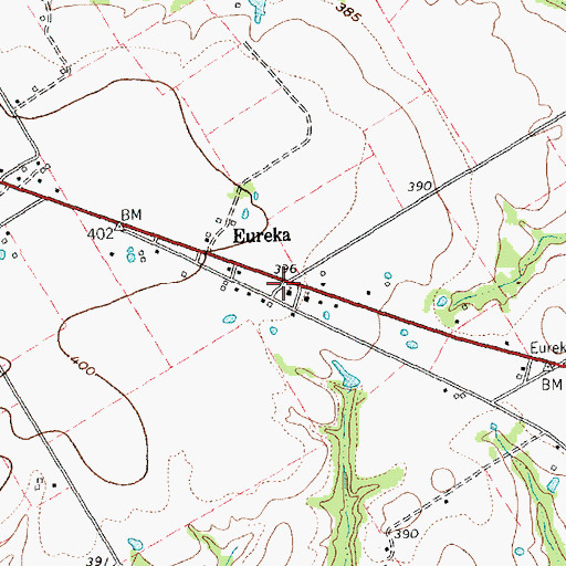 Topographic Map of Eureka, TX