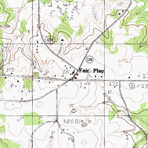 Topographic Map of Fair Play, TX