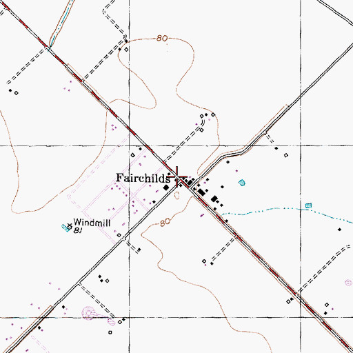 Topographic Map of Fairchilds, TX