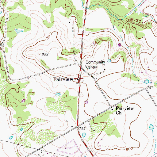 Topographic Map of Fairview, TX