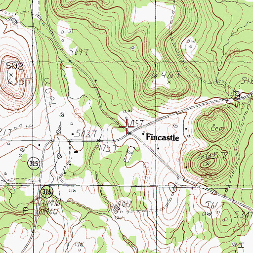 Topographic Map of Fincastle, TX