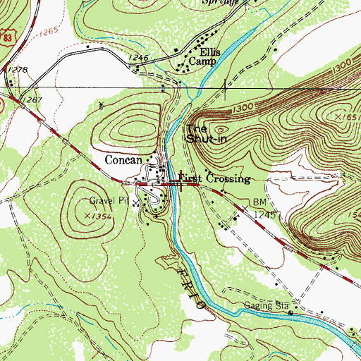Topographic Map of First Crossing, TX