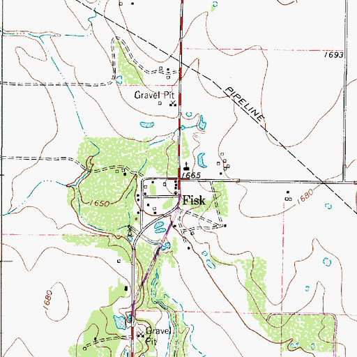Topographic Map of Fisk, TX