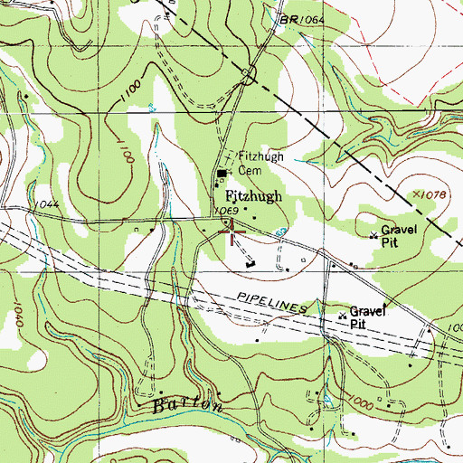 Topographic Map of Fitzhugh, TX