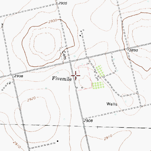 Topographic Map of Fivemile, TX