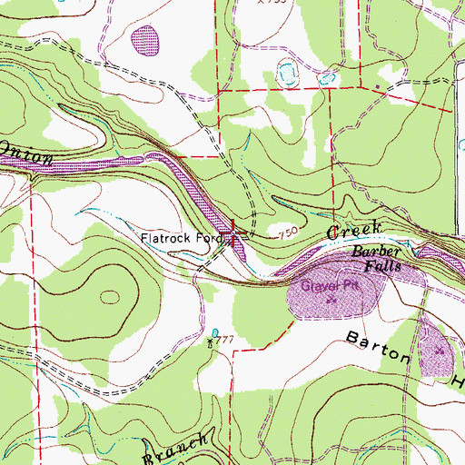 Topographic Map of Flatrock Ford, TX