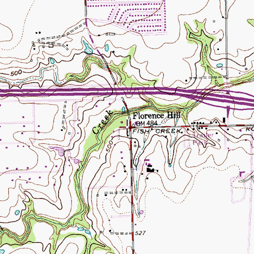 Topographic Map of Florence Hill, TX
