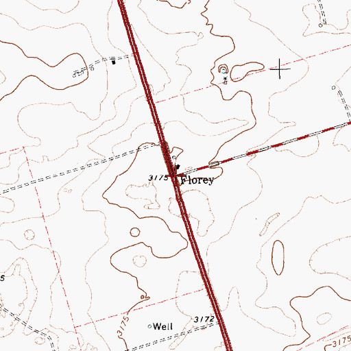 Topographic Map of Florey, TX