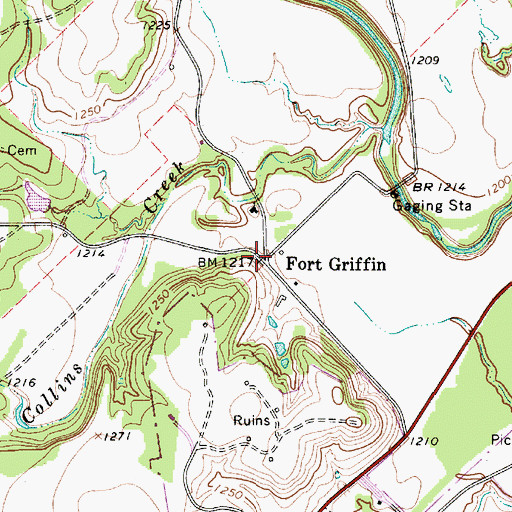 Topographic Map of Fort Griffin, TX