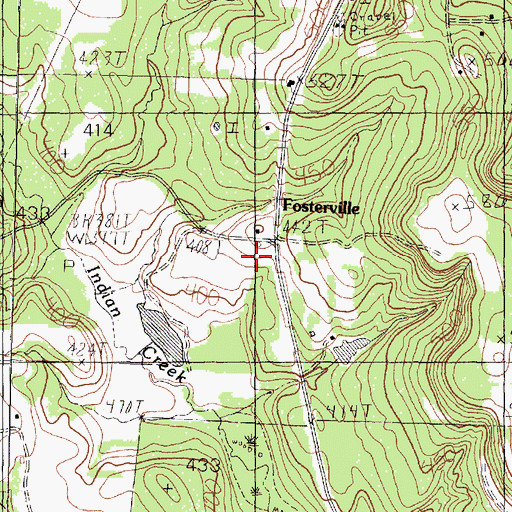 Topographic Map of Fosterville, TX