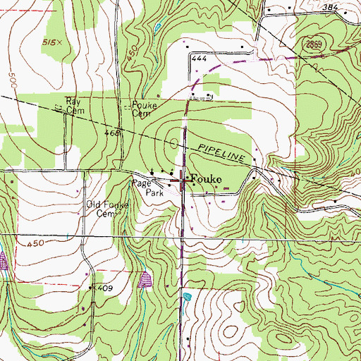 Topographic Map of Fouke, TX