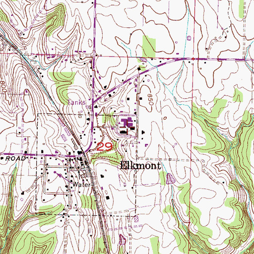Topographic Map of Elkmont High School, AL