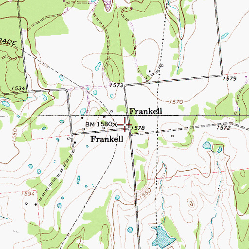 Topographic Map of Frankell, TX