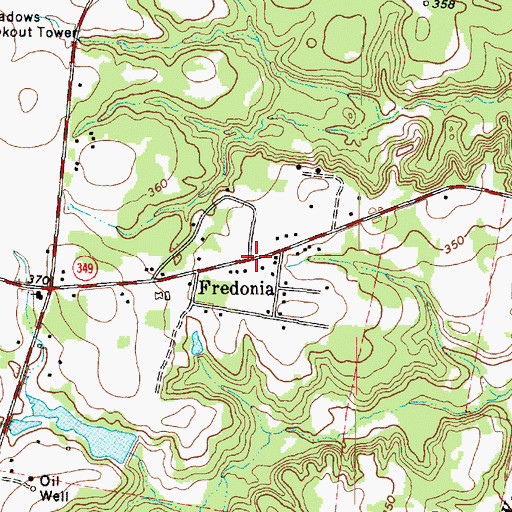 Topographic Map of Fredonia, TX