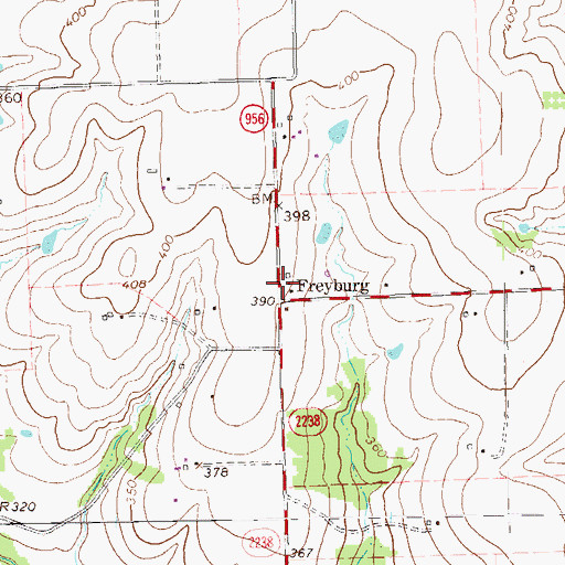 Topographic Map of Freyburg, TX