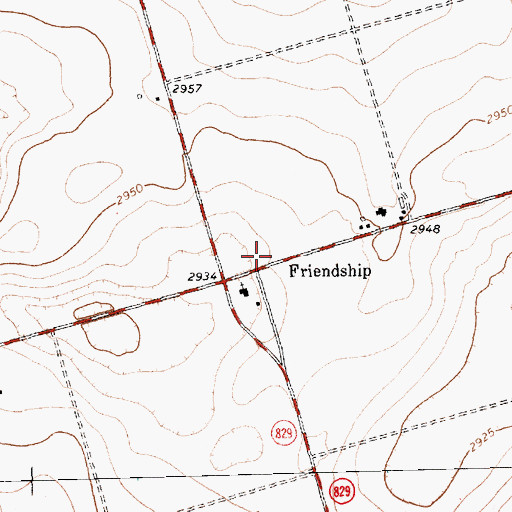 Topographic Map of Friendship, TX