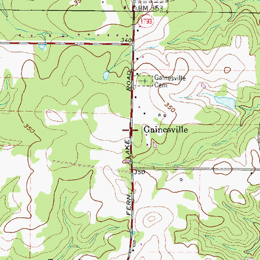 Topographic Map of Gainesville, TX