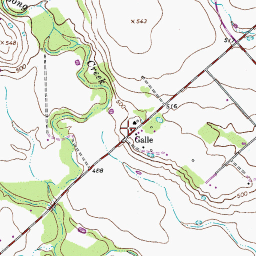 Topographic Map of Galle, TX