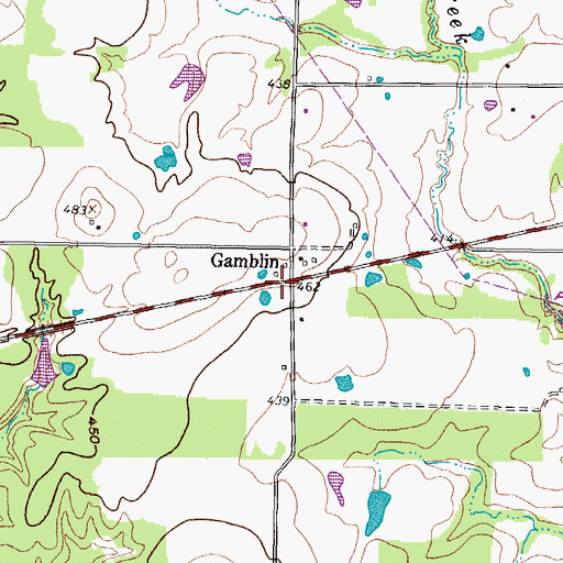 Topographic Map of Gamblin, TX