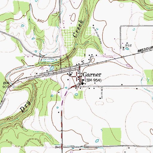Topographic Map of Garner, TX