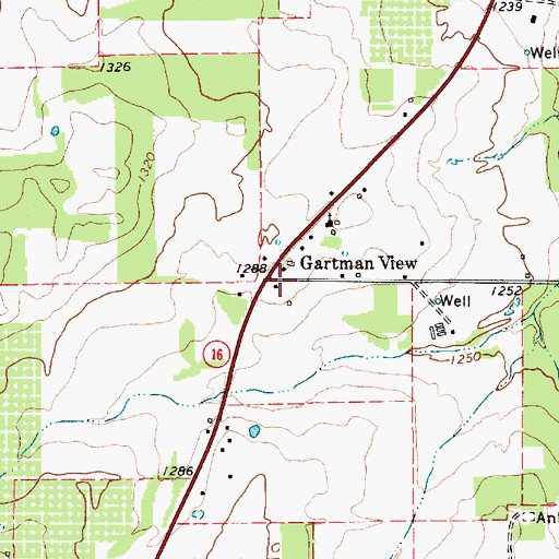 Topographic Map of Gartman View, TX