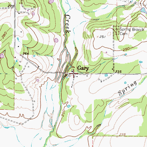 Topographic Map of Gary, TX