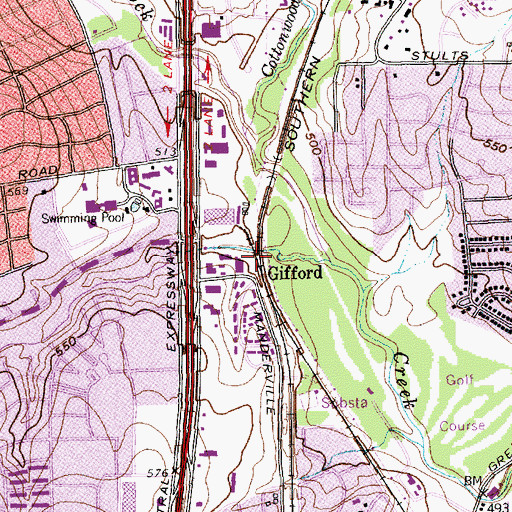 Topographic Map of Gifford, TX