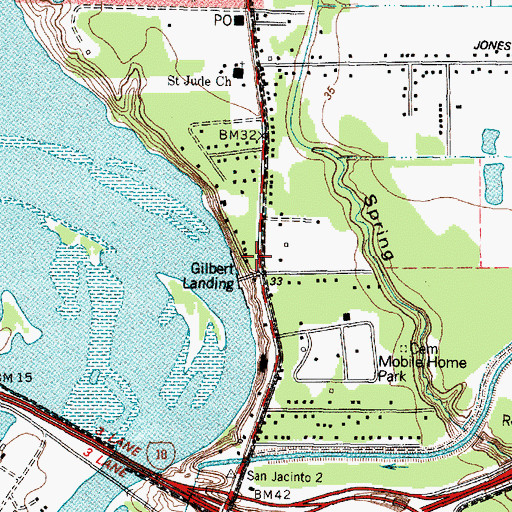 Topographic Map of Gilbert Landing, TX