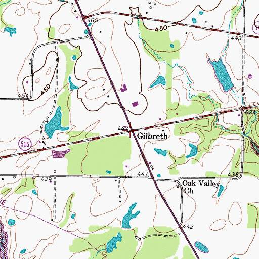 Topographic Map of Gilbreth, TX