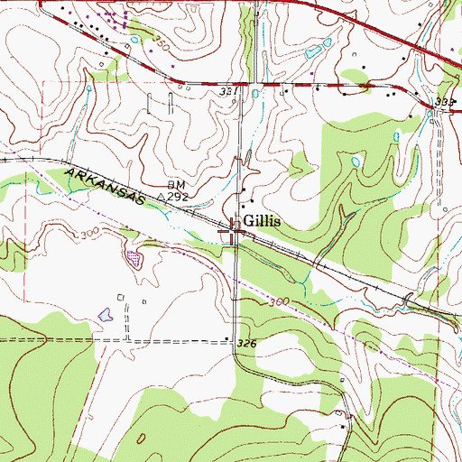 Topographic Map of Gillis, TX